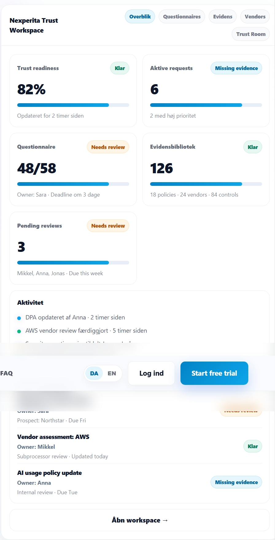 Nexpertia workflow til compliance og opfølgning